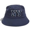 Navy Blue Embroidered NY Bucket Hat | Cotton Travel Sun Fisherman Cap