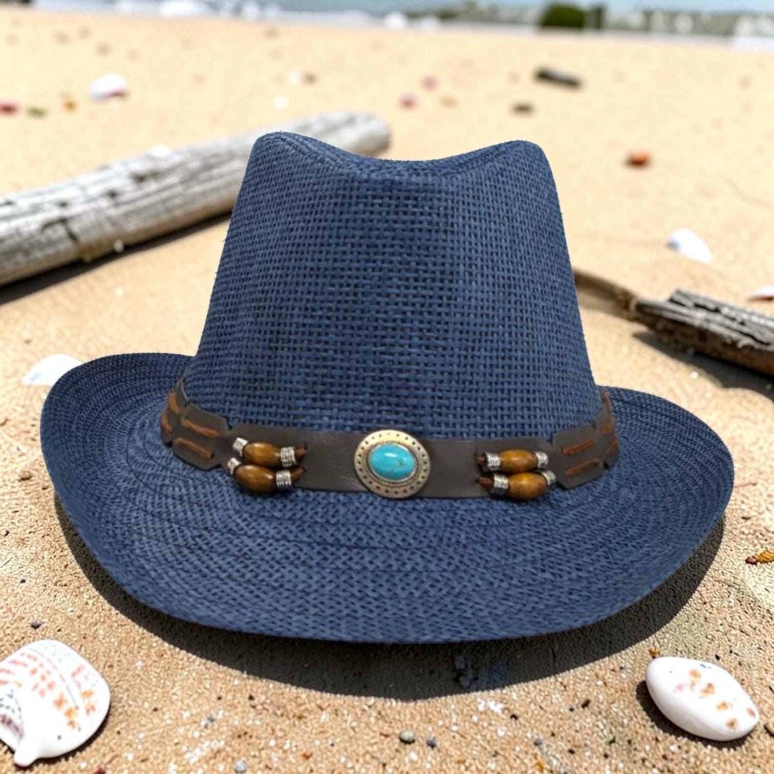Blue Woven Cowboy Hat | Turquoise Concho Western Band, Women's Cowgirl Style