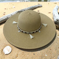 Boho Wide Brim Straw Hat with Shell Tassels | Beach Vacation Sun Hat