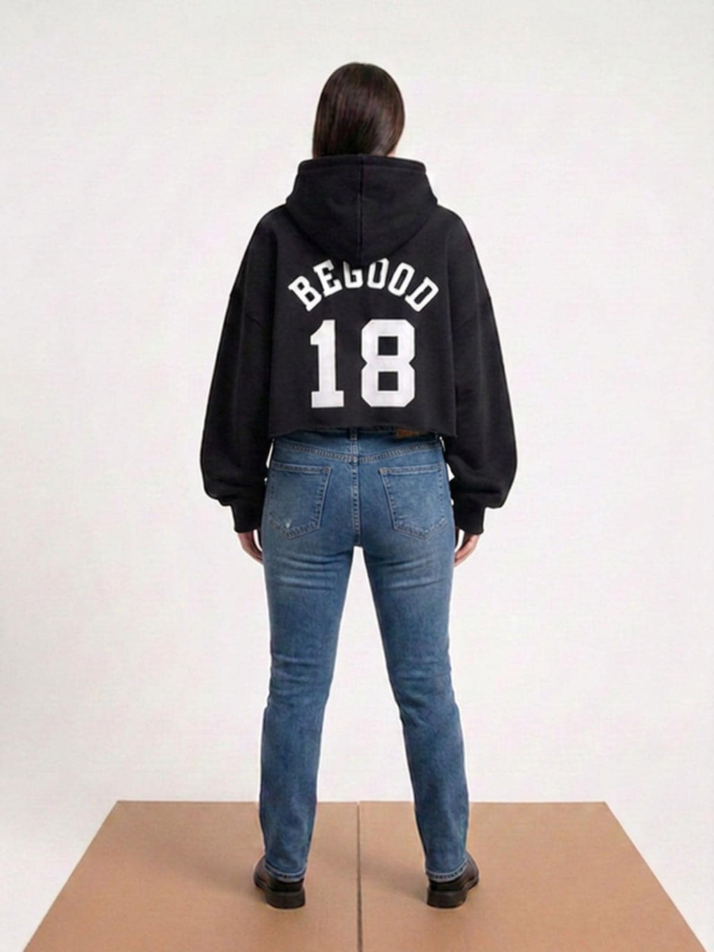 Oversized Cropped Hoodie | Varsity Back Print Streetwear Sweatshirt
