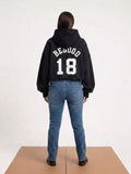Oversized Cropped Hoodie | Varsity Back Print Streetwear Sweatshirt
