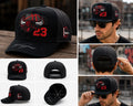 Vintage Bulls 23 Snapback Hat, Embroidered Basketball Cap, Black Red Performance Fabric
