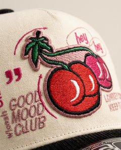Good Mood Club Cherry Trucker Hat - Cream & Black Snapback