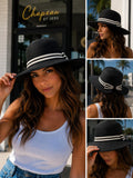 Women's Wide Brim Straw Sun Hat with Back Bow – Foldable UV Protection Beach Hat