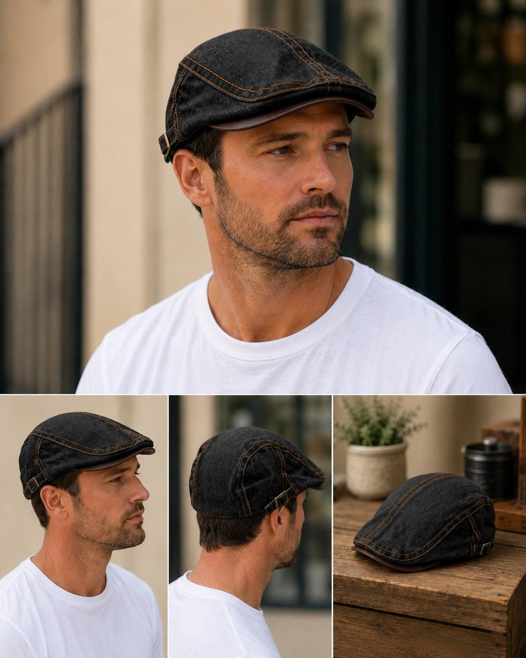 Denim Ivy Flat Cap | Adjustable Vintage Hat