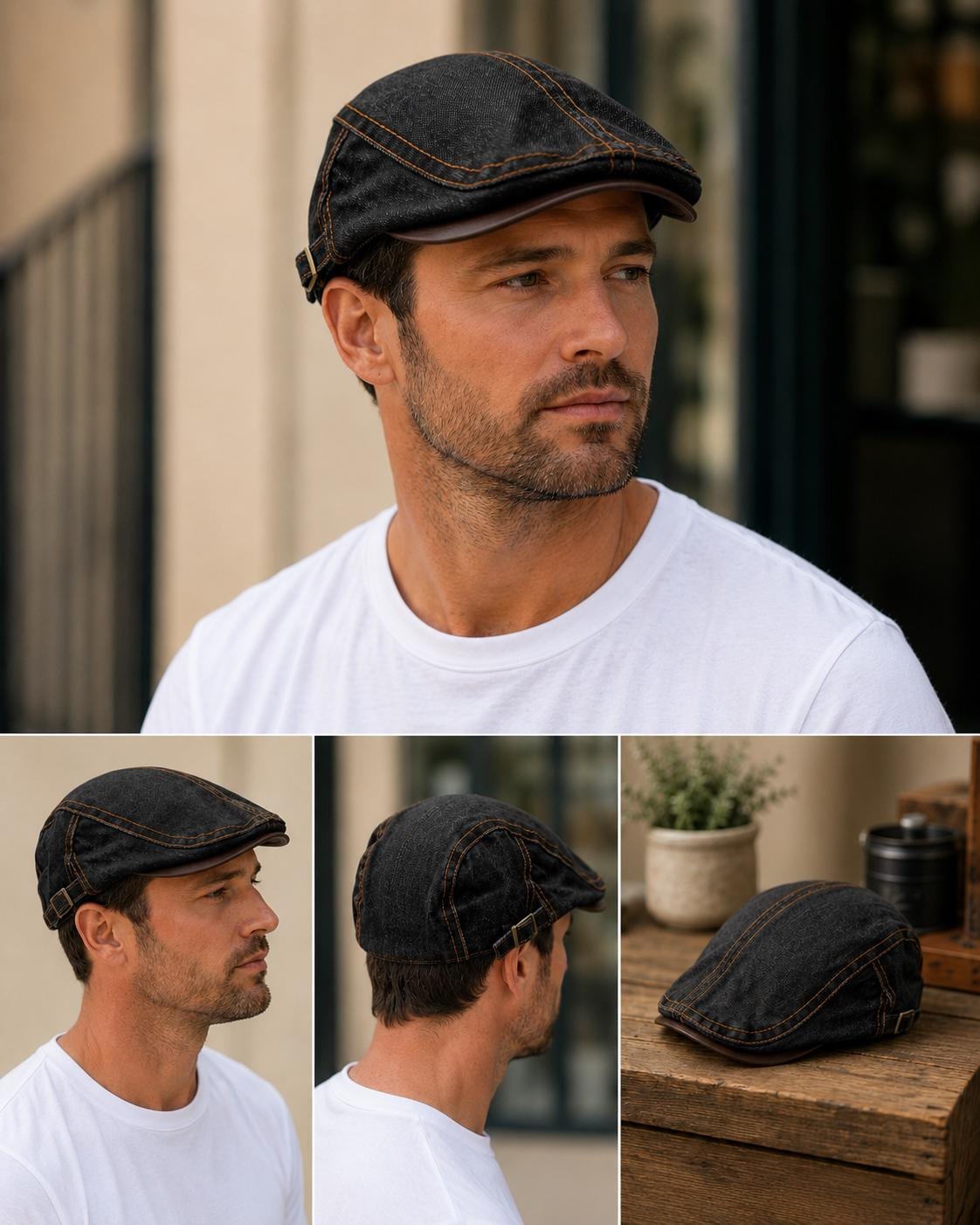 Denim Ivy Flat Cap | Adjustable Vintage Hat