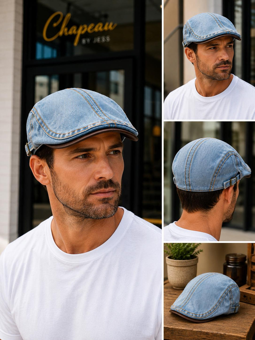Denim Ivy Flat Cap | Adjustable Vintage Hat