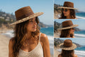 Patterned Wide Brim Straw Sun Hat | Handwoven Beach Fedora | Unisex Summer Sun Hat