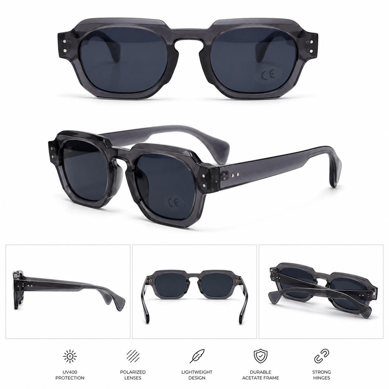 Retro Square Sunglasses | Premium UV400 Fashion Eyewear | Unisex Designer Style