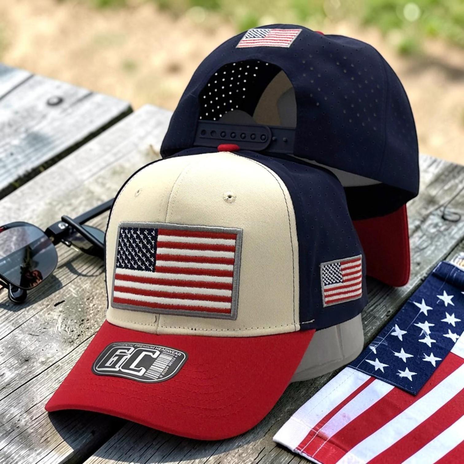 The 3D Puff Embroidered American Flag Hat, Red White Blue Performance Snapback Cap
