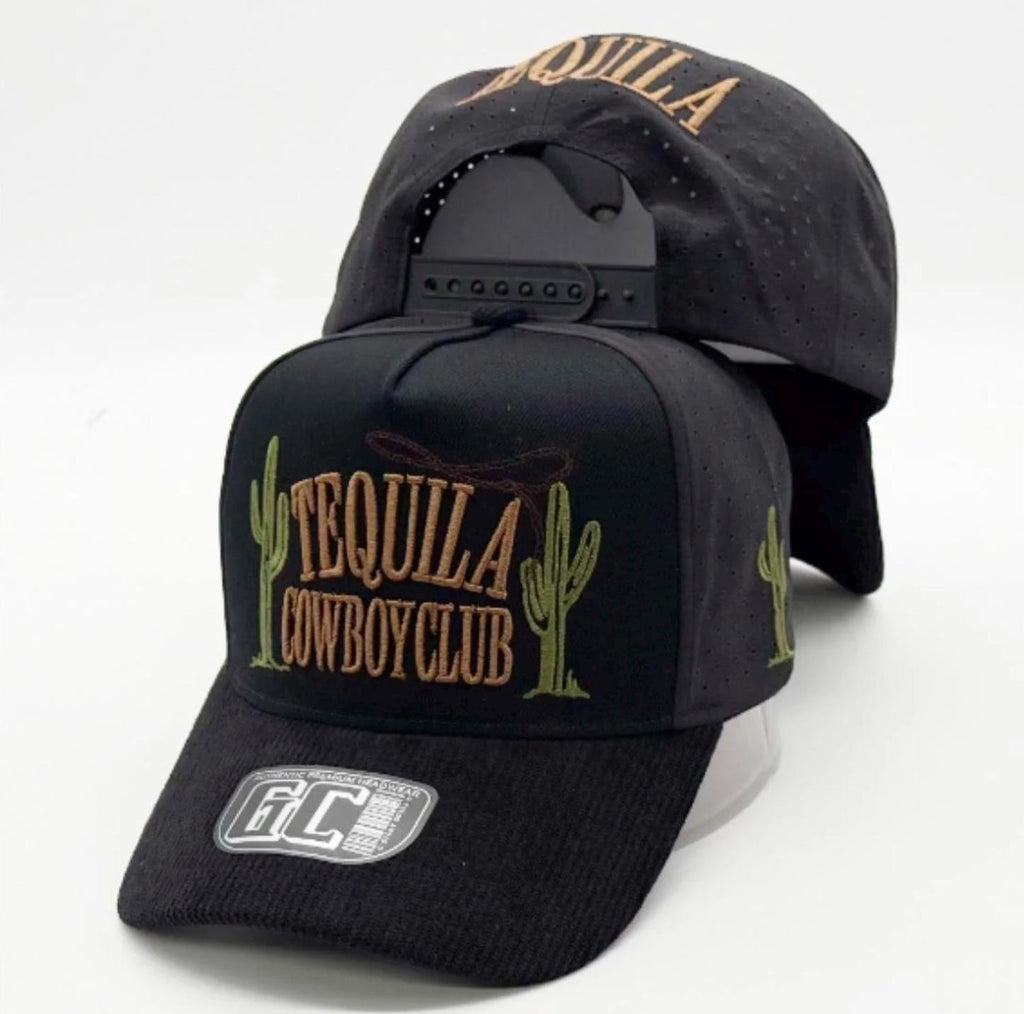 Tequila Cowboy Club Embroidered Snapback Hat | Western Trucker Cap | Breathable Perforated Baseball Cap