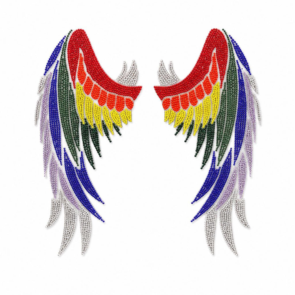 Rhinestone Angel Wing Iron-On Decal | Crystal Wing Applique | Hot Fix Bling Transfer for Jackets, Hoodies, T-Shirts & DIY Fashion