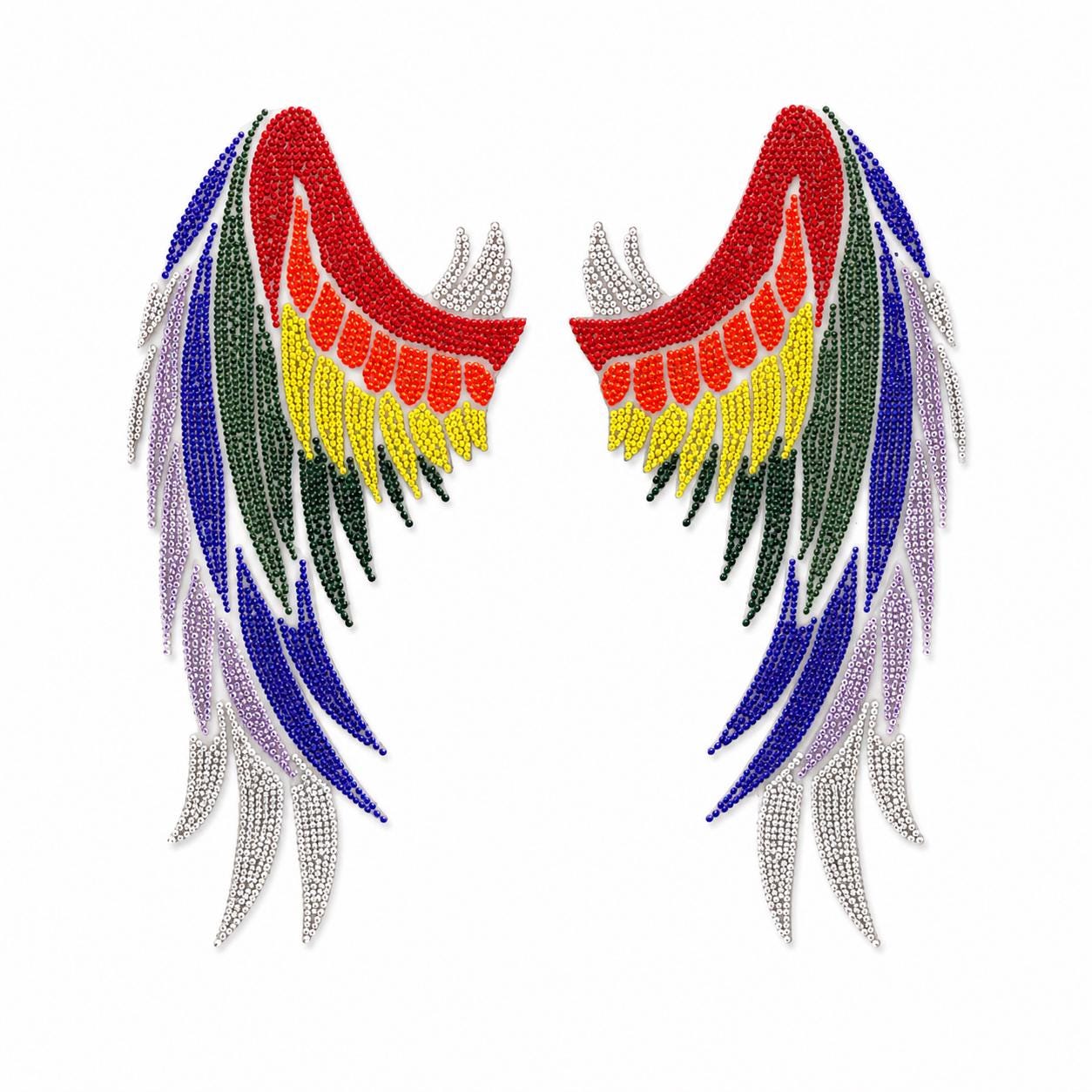 Rhinestone Angel Wing Iron-On Decal | Crystal Wing Applique | Hot Fix Bling Transfer for Jackets, Hoodies, T-Shirts & DIY Fashion