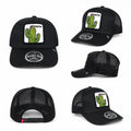 Cactus Patch Trucker Hat | Black Mesh Snapback Cap | Embroidered Desert Cactus Baseball Hat | Adjustable Unisex Outdoor Streetwear Cap