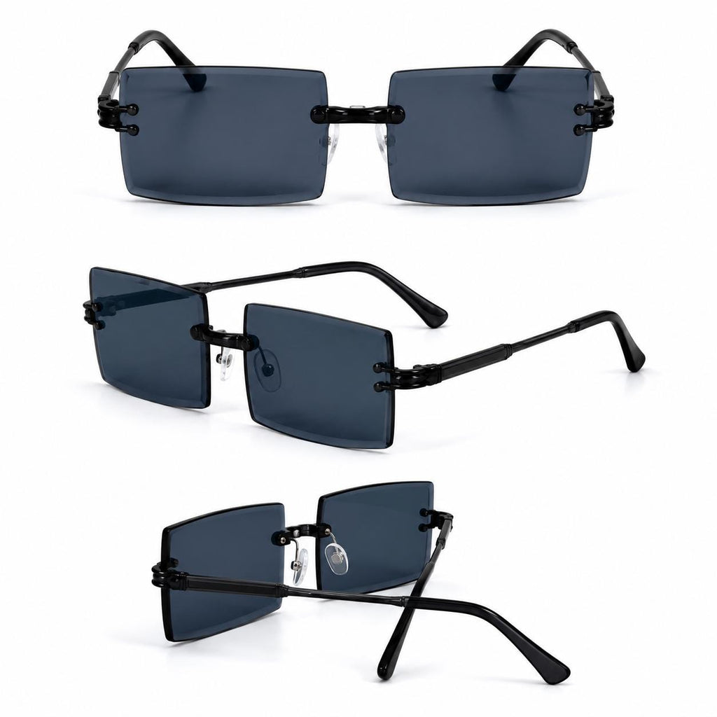 Retro Rimless Rectangle Sunglasses | Y2K Frameless Fashion Shades | Lightweight Unisex UV400 Eyewear | Chapeau by Jess