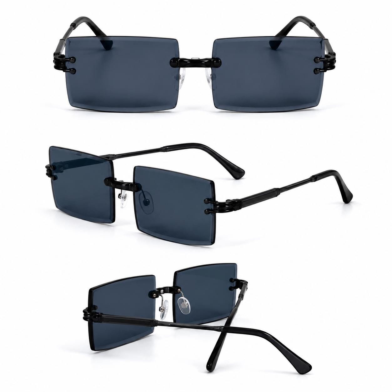 Retro Rimless Rectangle Sunglasses | Y2K Frameless Fashion Shades | Lightweight Unisex UV400 Eyewear | Chapeau by Jess