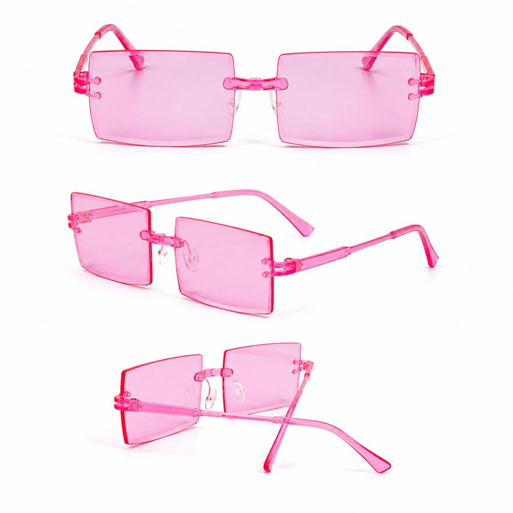 Retro Rimless Rectangle Sunglasses | Y2K Frameless Fashion Shades | Lightweight Unisex UV400 Eyewear | Chapeau by Jess