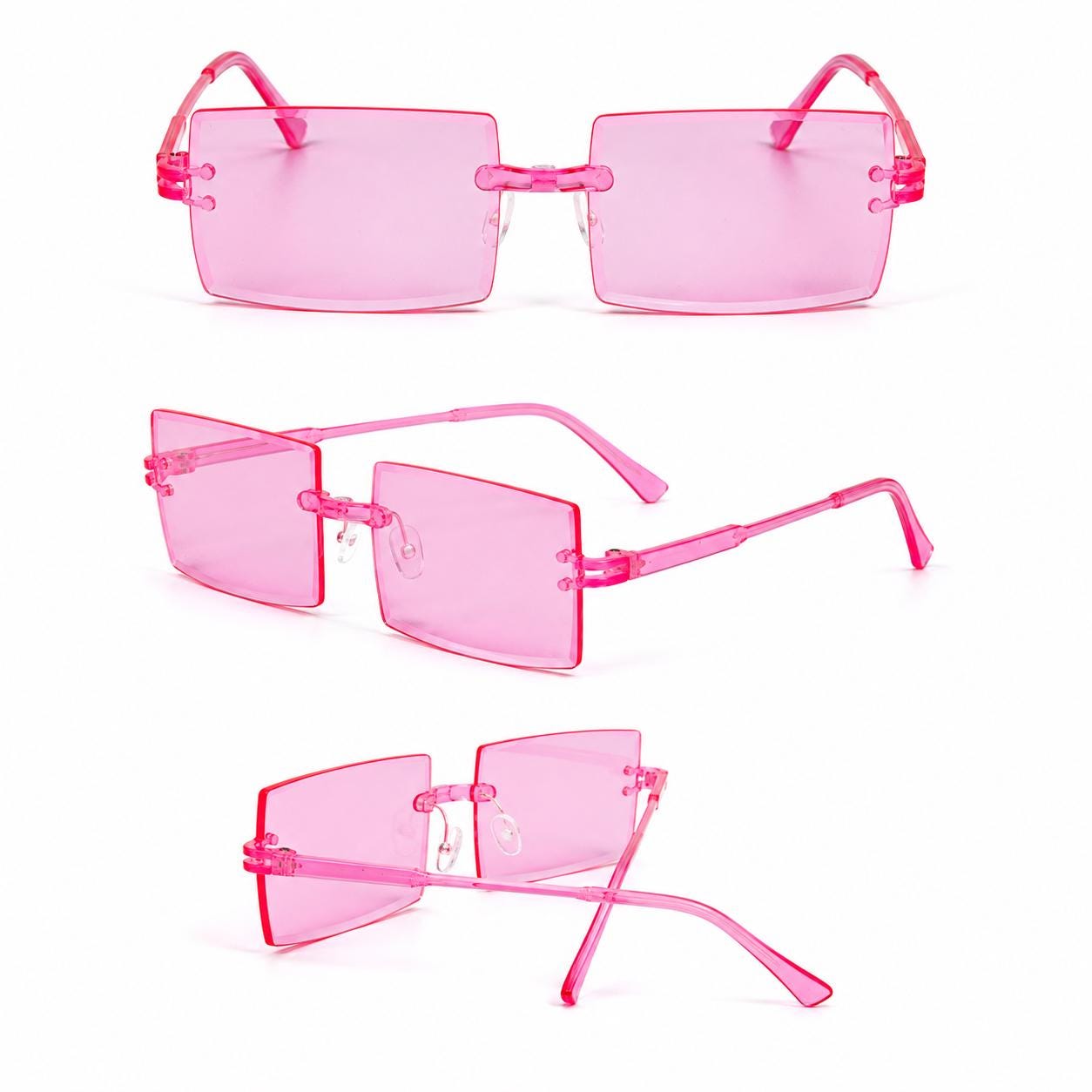 Retro Rimless Rectangle Sunglasses | Y2K Frameless Fashion Shades | Lightweight Unisex UV400 Eyewear | Chapeau by Jess