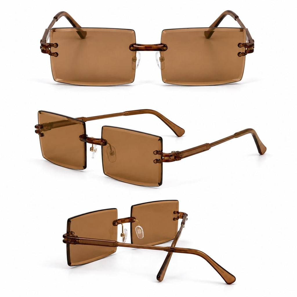 Retro Rimless Rectangle Sunglasses | Y2K Frameless Fashion Shades | Lightweight Unisex UV400 Eyewear | Chapeau by Jess