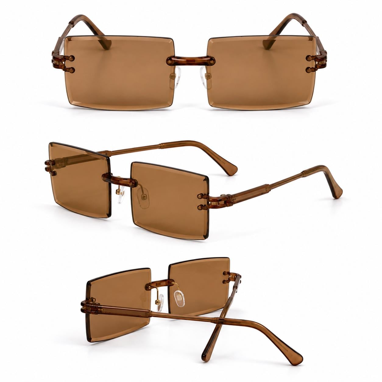 Retro Rimless Rectangle Sunglasses | Y2K Frameless Fashion Shades | Lightweight Unisex UV400 Eyewear | Chapeau by Jess