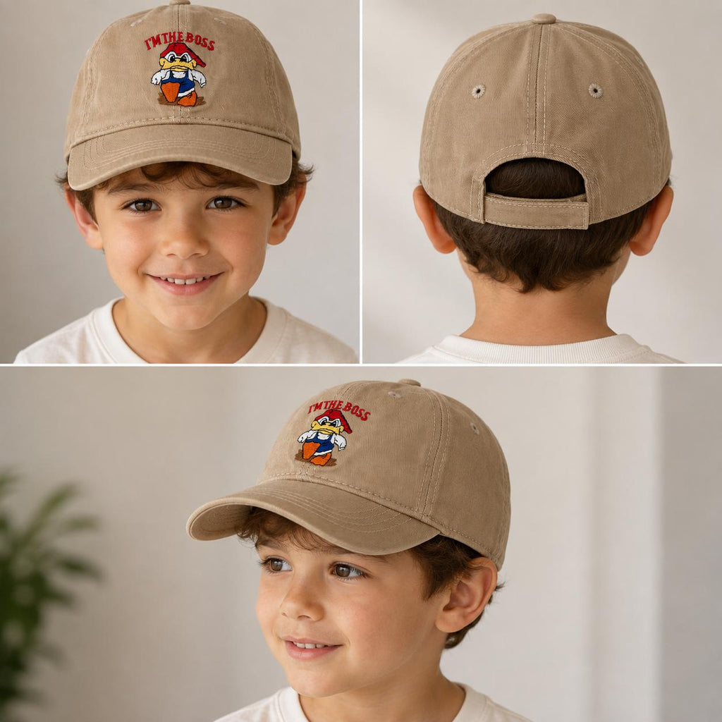 I'm The Boss Kids Embroidered Baseball Cap | Adjustable Cotton Children's Hat | Fun Cartoon Toddler & Youth Cap