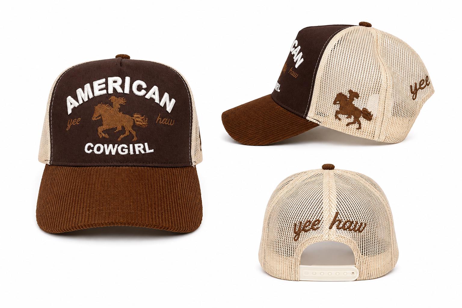 American Cowgirl Trucker Hat | Embroidered Western Mesh Snapback | Yee Haw Rodeo Cap