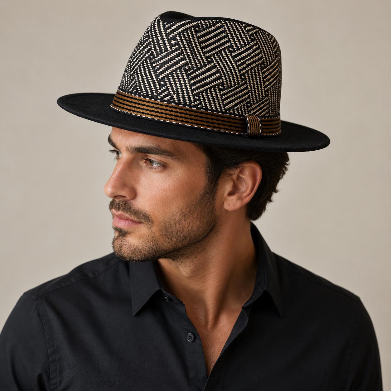 Premium Woven Fedora Hat | Wide Brim Summer Straw Hat | Lightweight Unisex Sun Hat | Brown & Black Variants
