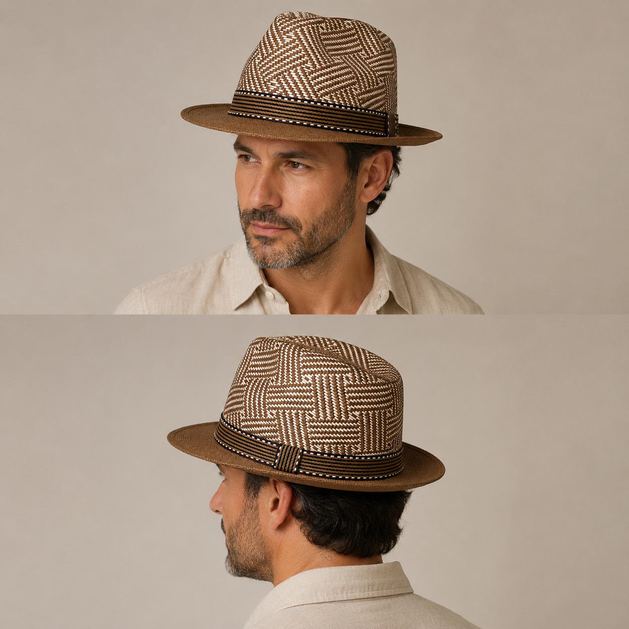 Premium Woven Fedora Hat | Wide Brim Summer Straw Hat | Lightweight Unisex Sun Hat | Brown & Black Variants
