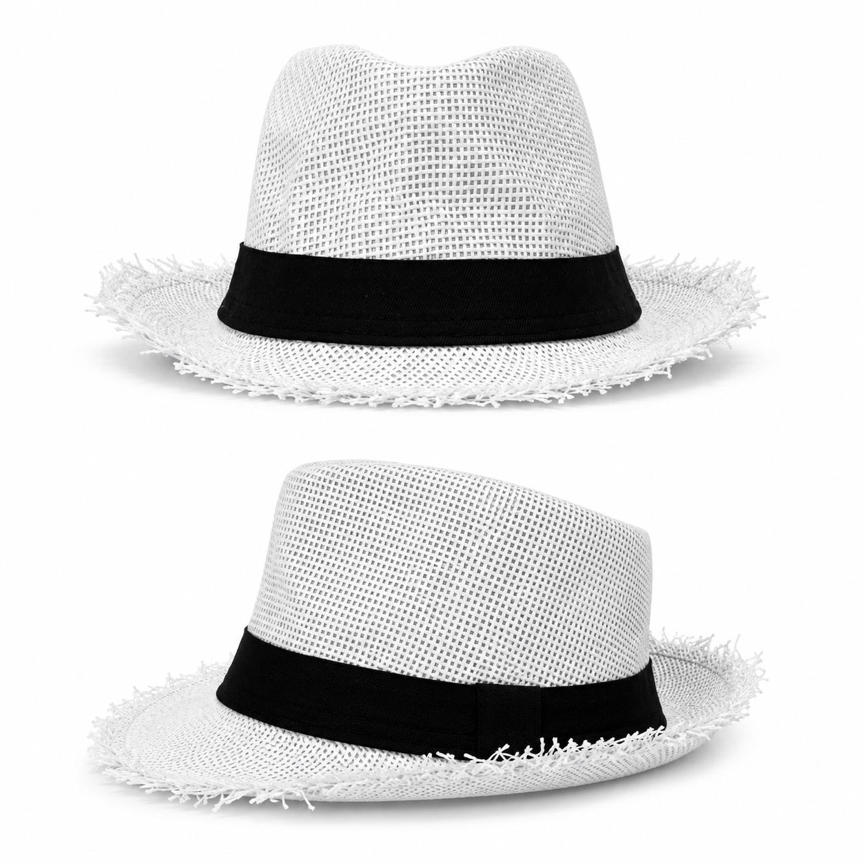 Frayed Brim Woven Fedora Hat | Summer Beach Sun Hat | Unisex Resort Straw-Style Hat