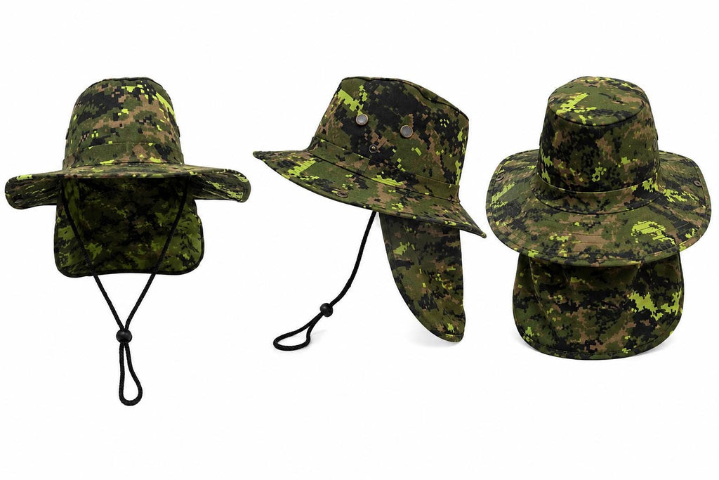 Wide Brim Sun Hat with Neck Flap | UPF Outdoor Fishing, Hiking & Boonie Hat | Adjustable Chin Strap