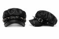 Black Faux Leather Spiked Biker Newsboy Cap | Punk Gothic Buckle Hat | Unisex Fashion Statement Cap