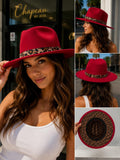 Velvet Wide Brim Fedora Hat with Leopard Band | Luxury Women's Fedora