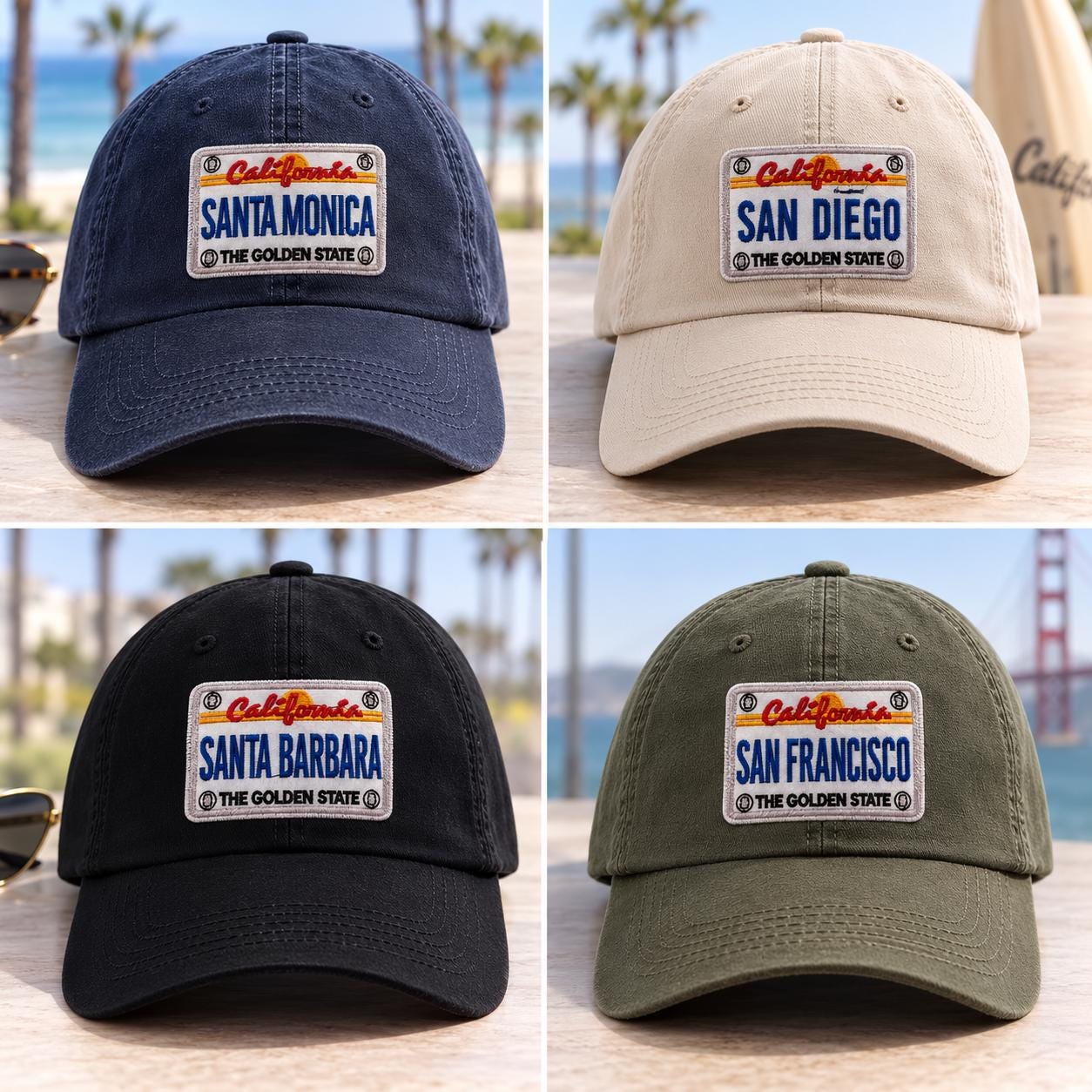 California City License Plate Embroidered Iron-On Patch – Santa Monica, San Diego, Santa Barbara & San Francisco – 2” Wide Trucker Hat Patch