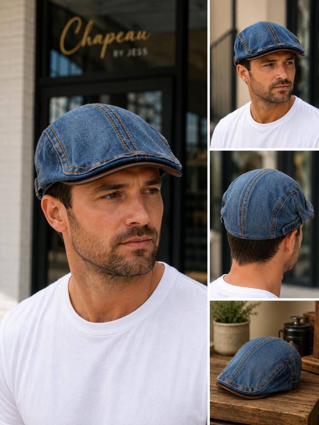 Denim Ivy Flat Cap | Adjustable Vintage Hat