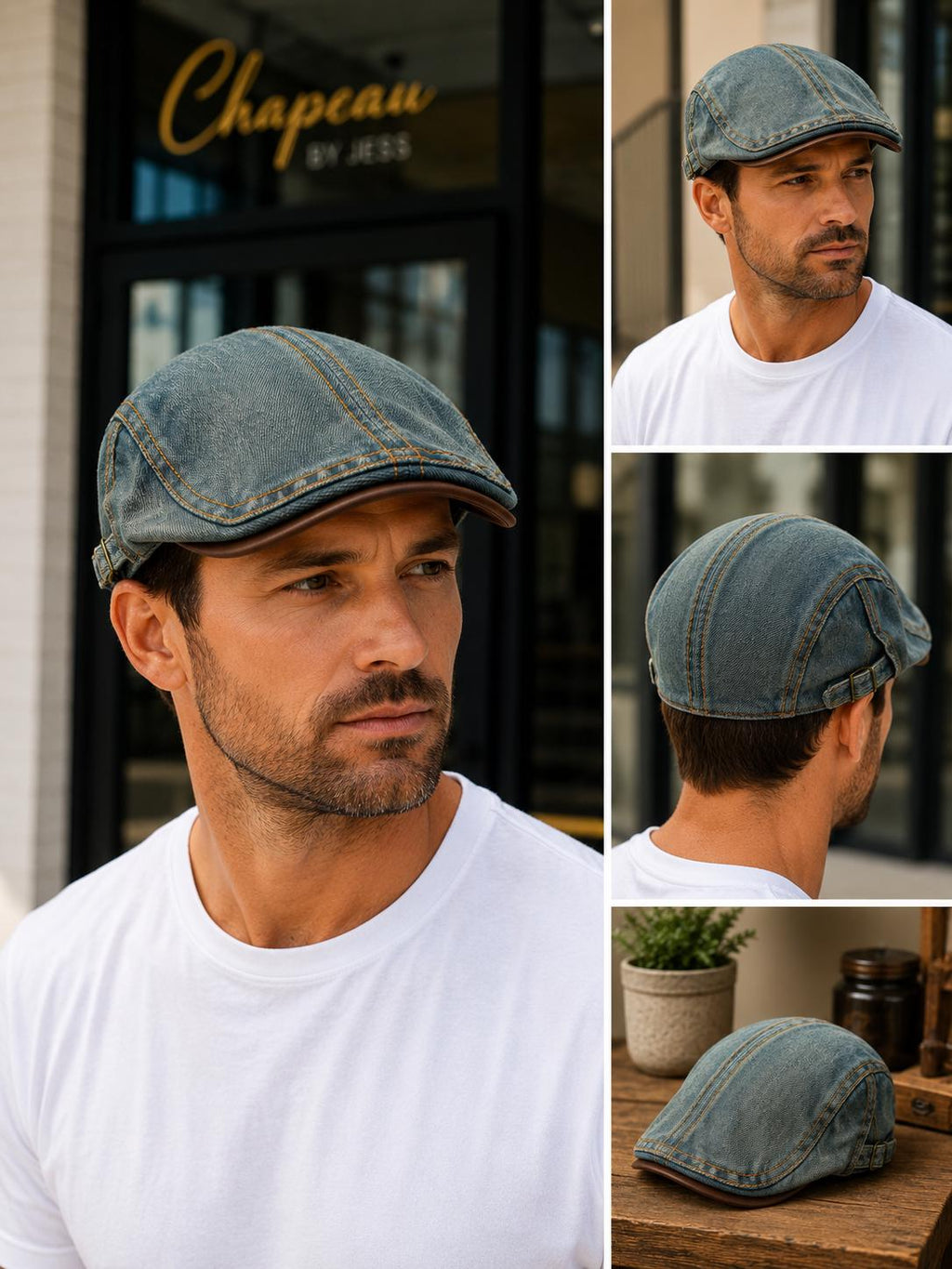 Denim Ivy Flat Cap | Adjustable Vintage Hat