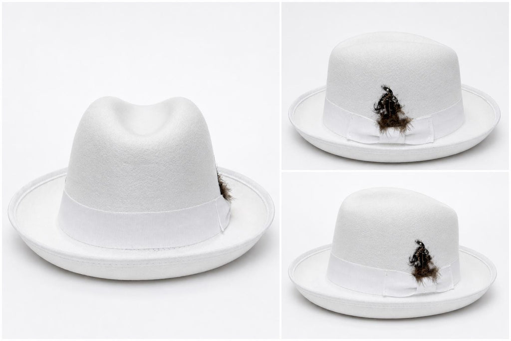 Luxury Wool Fedora Hat with Feather Accent | Wide Brim Unisex Dress Hat