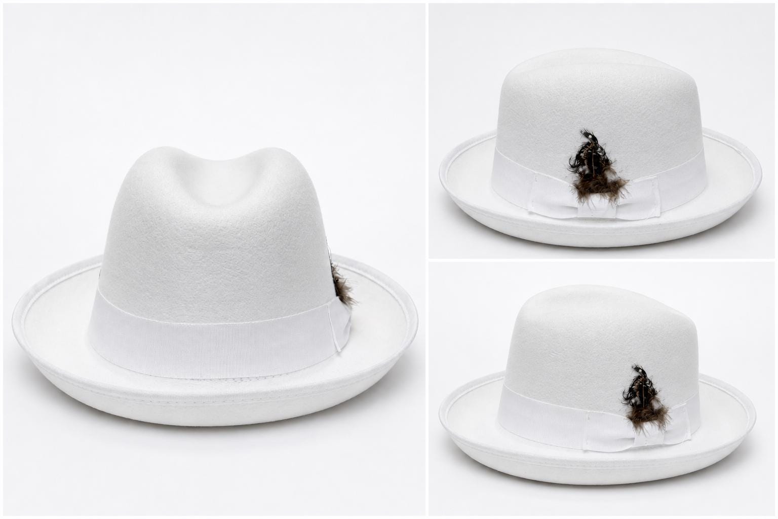 Luxury Wool Fedora Hat with Feather Accent | Wide Brim Unisex Dress Hat