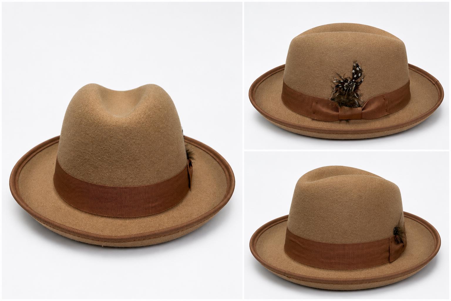 Luxury Wool Fedora Hat with Feather Accent | Wide Brim Unisex Dress Hat