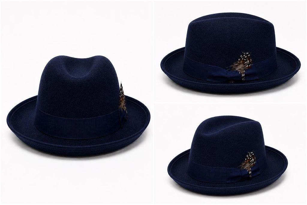 Luxury Wool Fedora Hat with Feather Accent | Wide Brim Unisex Dress Hat