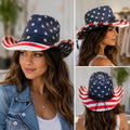 American Flag Cowboy Hat | Patriotic USA Western Straw Hat | Unisex Stars & Stripes Rodeo Hat