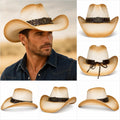 Pink & Tan Western Straw Cowboy Hat | Lightweight Sun Hat | Unisex