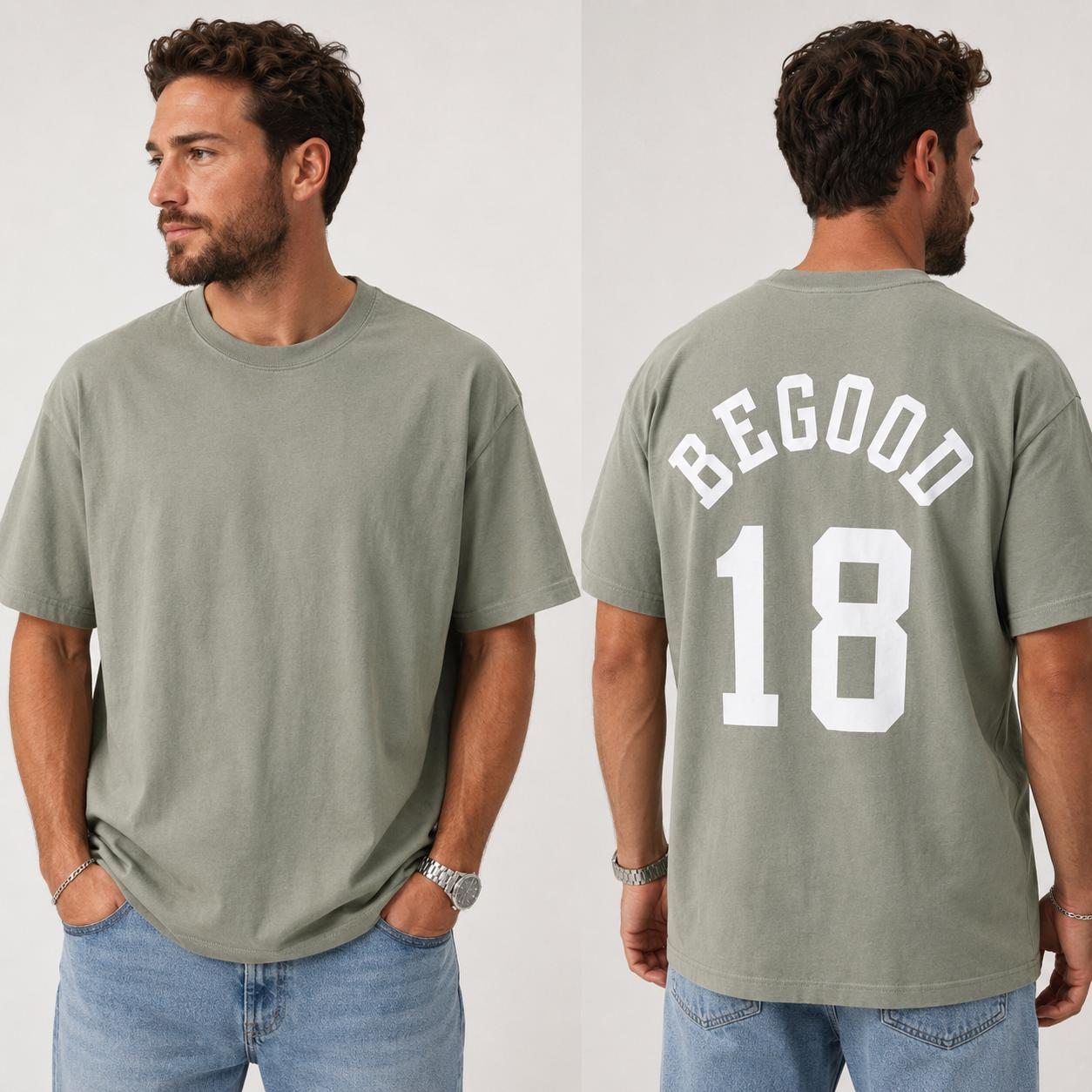 Oversized Vintage Wash T-Shirt | BEGOOD 18 Varsity Graphic Streetwear Tee