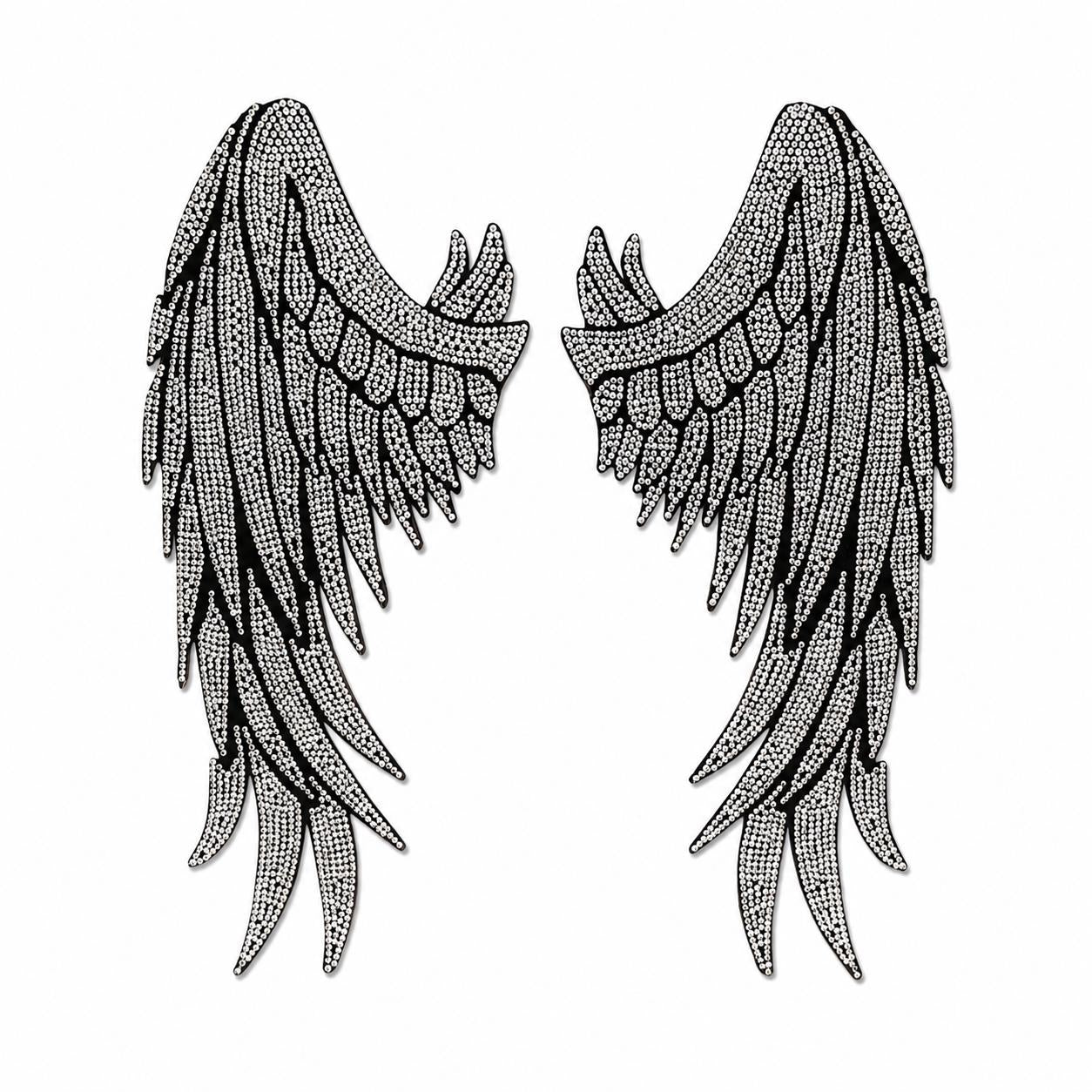 Rhinestone Angel Wing Iron-On Decal | Crystal Wing Applique | Hot Fix Bling Transfer for Jackets, Hoodies, T-Shirts & DIY Fashion