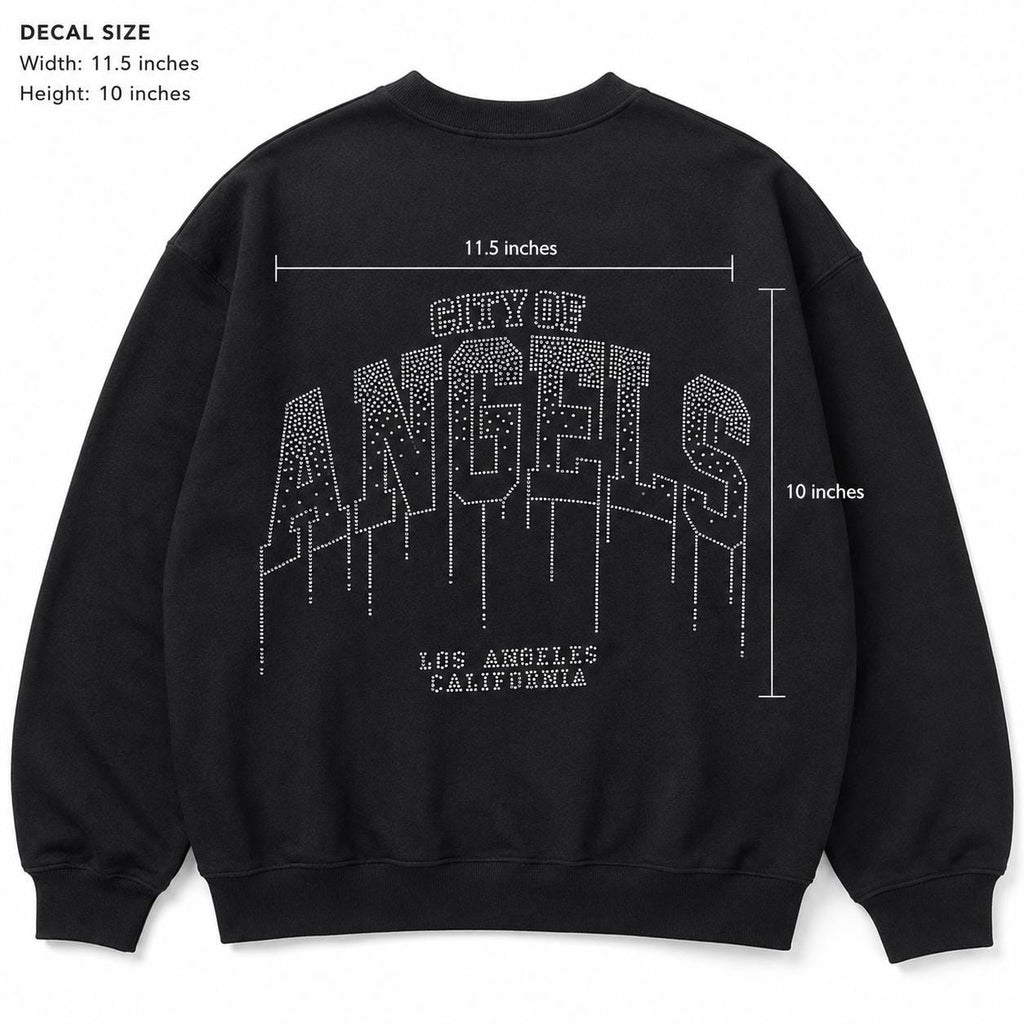 City of Angels Rhinestone Heat Transfer | Los Angeles California Iron-On Bling Decal | Crystal Varsity Drip Design