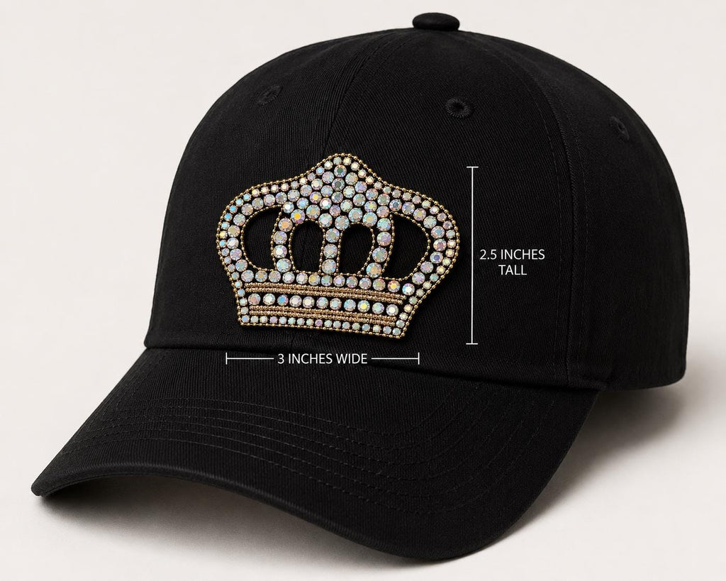 Rhinestone Crown Iron-On Heat Transfer Decal | AB Crystal Crown Appliqué