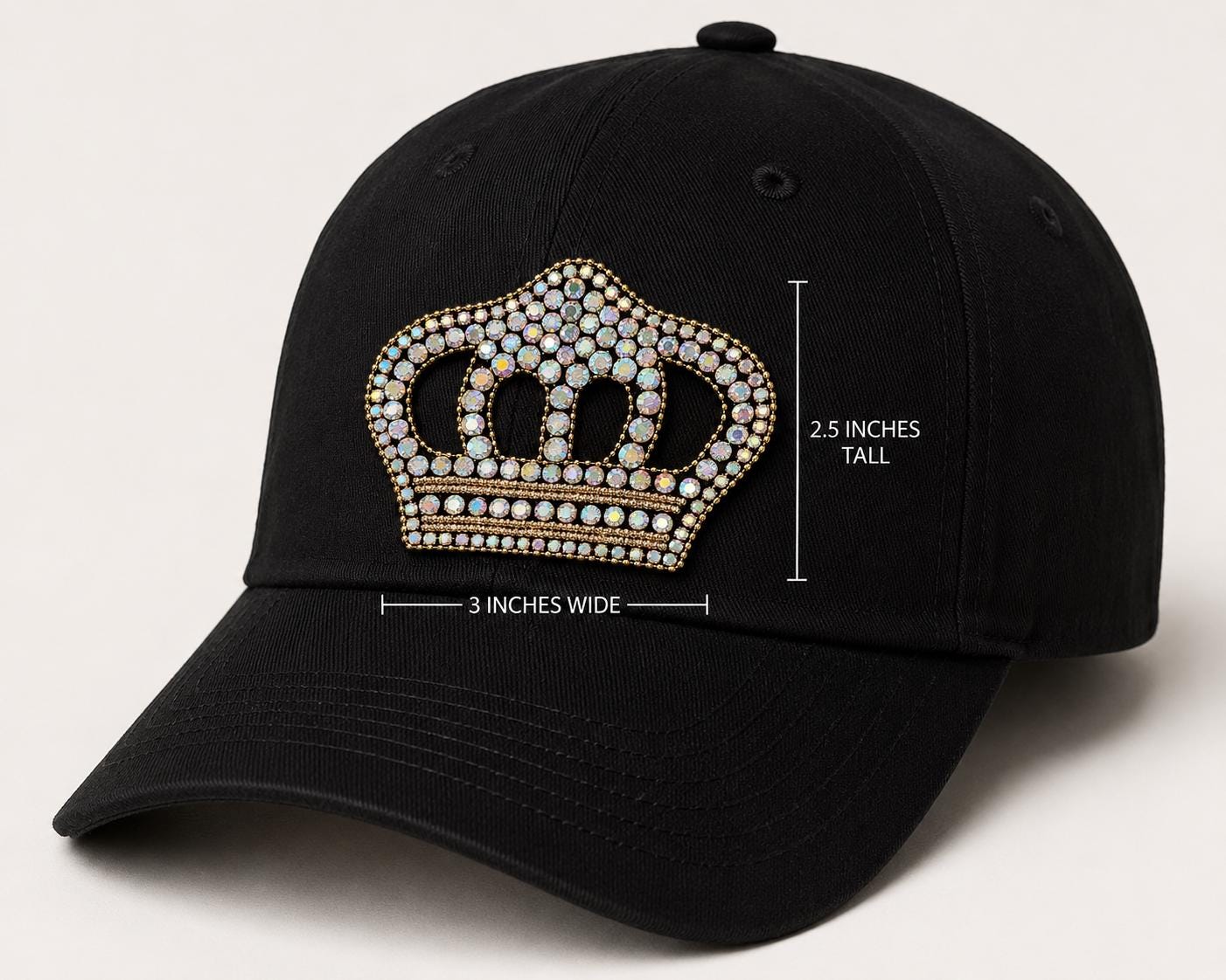 Rhinestone Crown Iron-On Heat Transfer Decal | AB Crystal Crown Appliqué