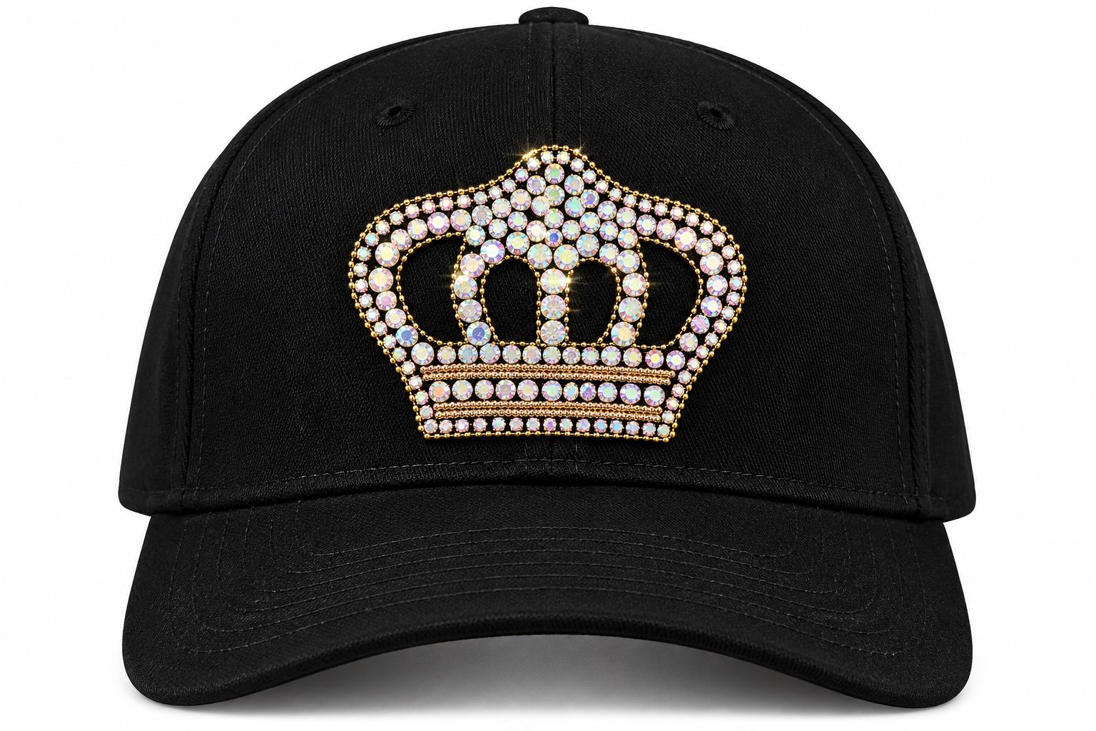 Rhinestone Crown Iron-On Heat Transfer Decal | AB Crystal Crown Appliqué