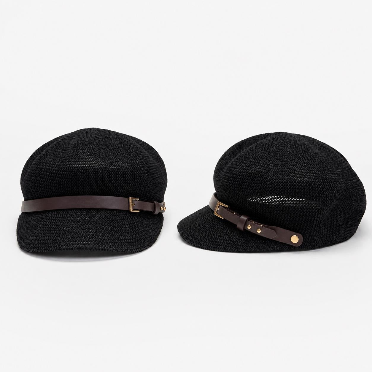 Unisex Woven Baker Boy Cap with Buckle Strap | Lightweight Summer Hat
