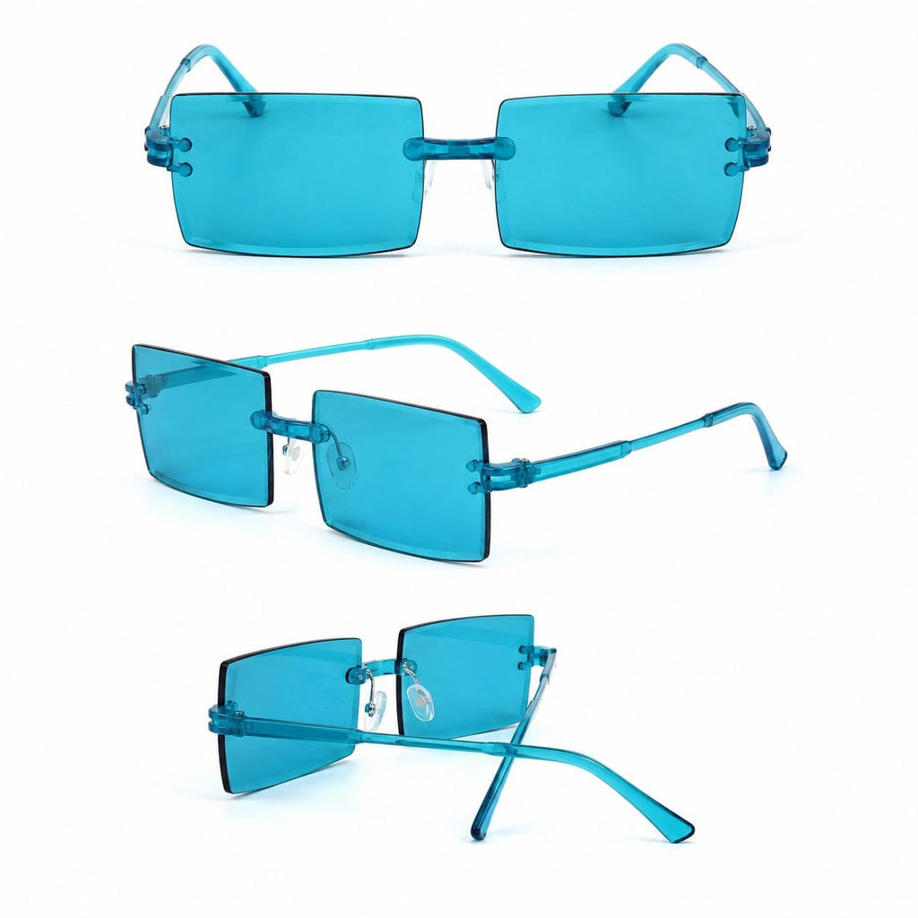 Retro Rimless Rectangle Sunglasses | Y2K Frameless Fashion Shades | Lightweight Unisex UV400 Eyewear | Chapeau by Jess