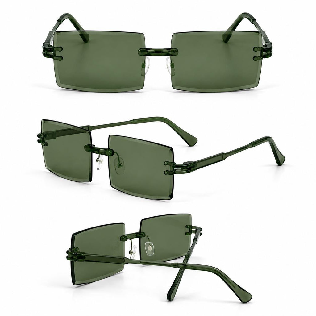 Retro Rimless Rectangle Sunglasses | Y2K Frameless Fashion Shades | Lightweight Unisex UV400 Eyewear | Chapeau by Jess